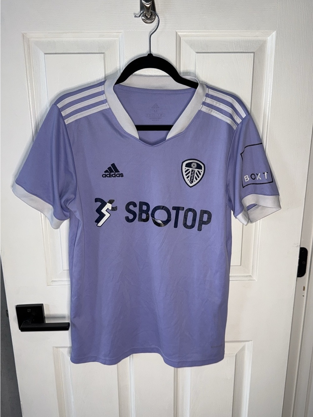 adidas men unisex Lavender Leeds United Soccer Jersey with White Trim